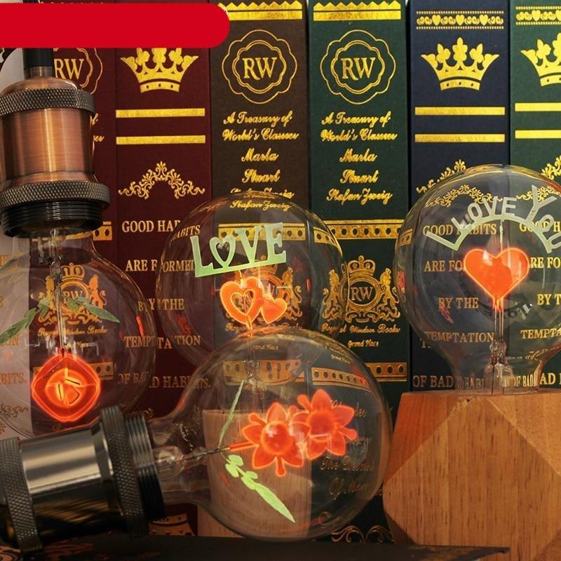 Edison bulb night light 3-pack with rose LED filament, clear glass warm glow for home decor on Tampa Home & Garden Store