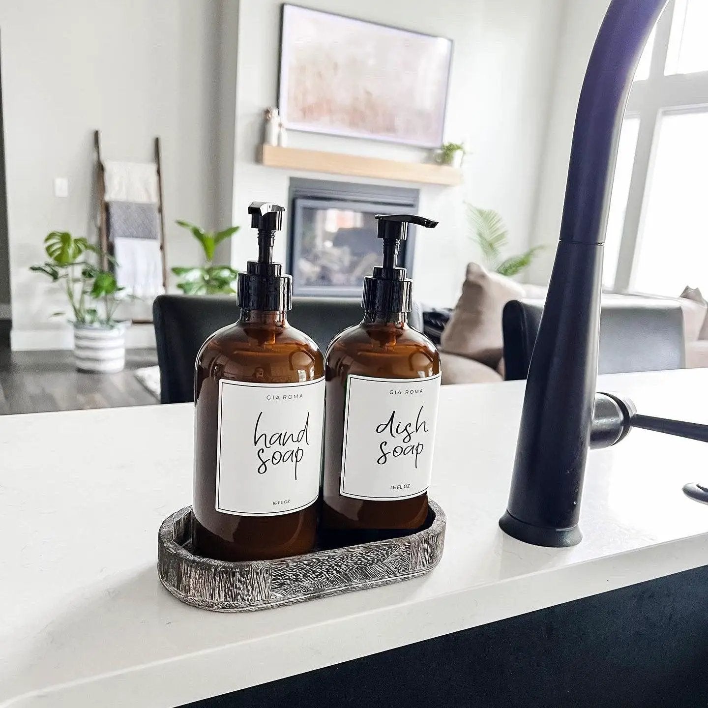 16oz Amber Boston Round Bottles and White Label