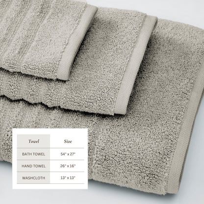Luxury Combed Cotton and Ribbed Bath Towels
