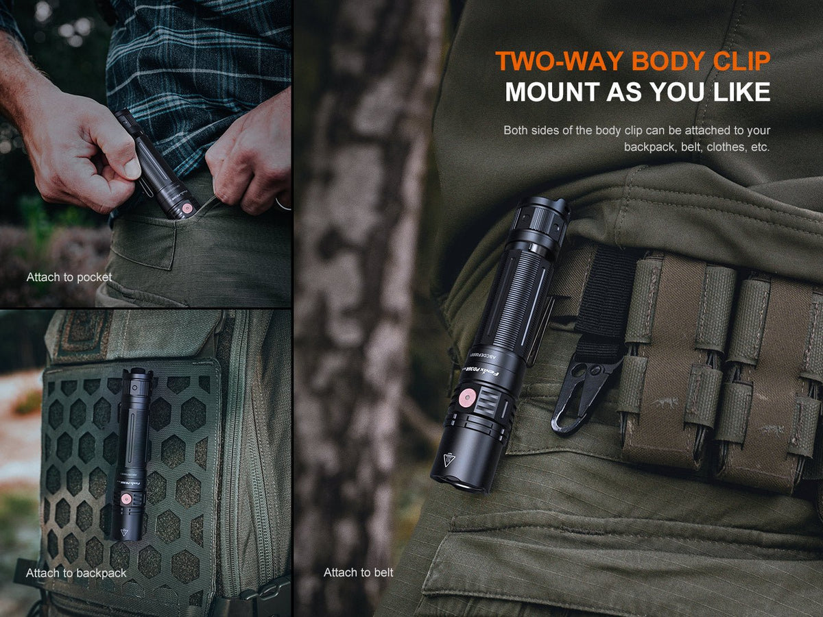 Fenix PD36R V2 tactical flashlight, black with two-way body clip, 1700 lm Fenix Store on Tampa Home & Garden Store