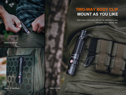 Fenix PD36R V2 tactical flashlight, black with two-way body clip, 1700 lm Fenix Store on Tampa Home & Garden Store