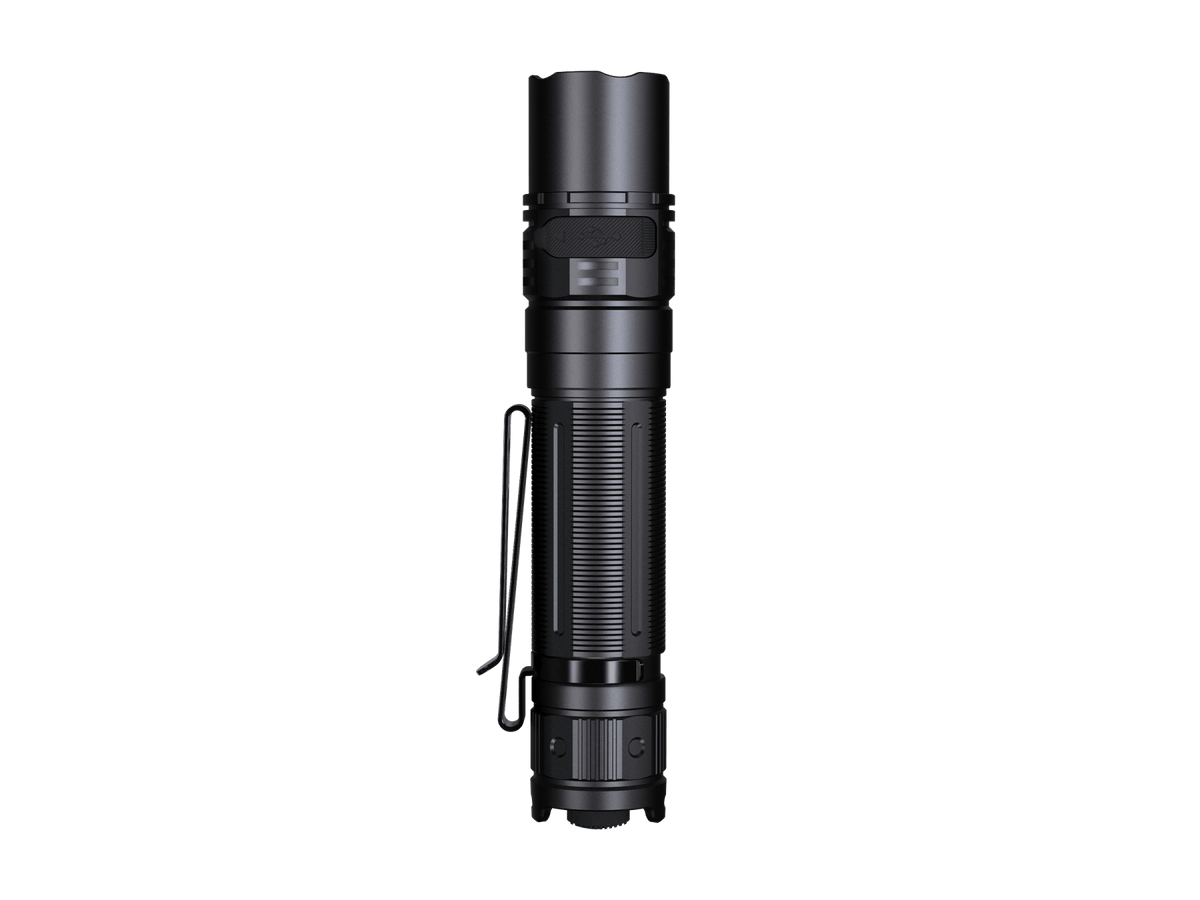 Fenix PD36R V2 compact tactical flashlight black aluminum body with side clip and lanyard on Tampa Home & Garden Store