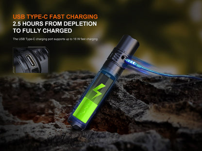 Fenix PD36R V2 Compact Tactical Flashlight blue anodized aluminum body, 1700 lumens on Tampa Home & Garden Store