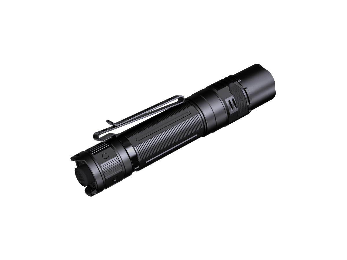 Fenix PD36R V2 1700-lumen compact rechargeable tactical flashlight with pocket clip in black on Tampa Home & Garden Store