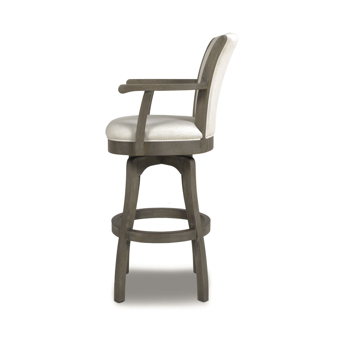 Williams Swivel Bar Stool with Armrests, solid hardwood frame, taupe upholstery HouseOfZazla on Tampa Home & Garden Store