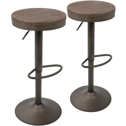 Industrial adjustable barstools set of 2, dark brown wood tops, swivel HouseOfZazla on Tampa Home & Garden Store