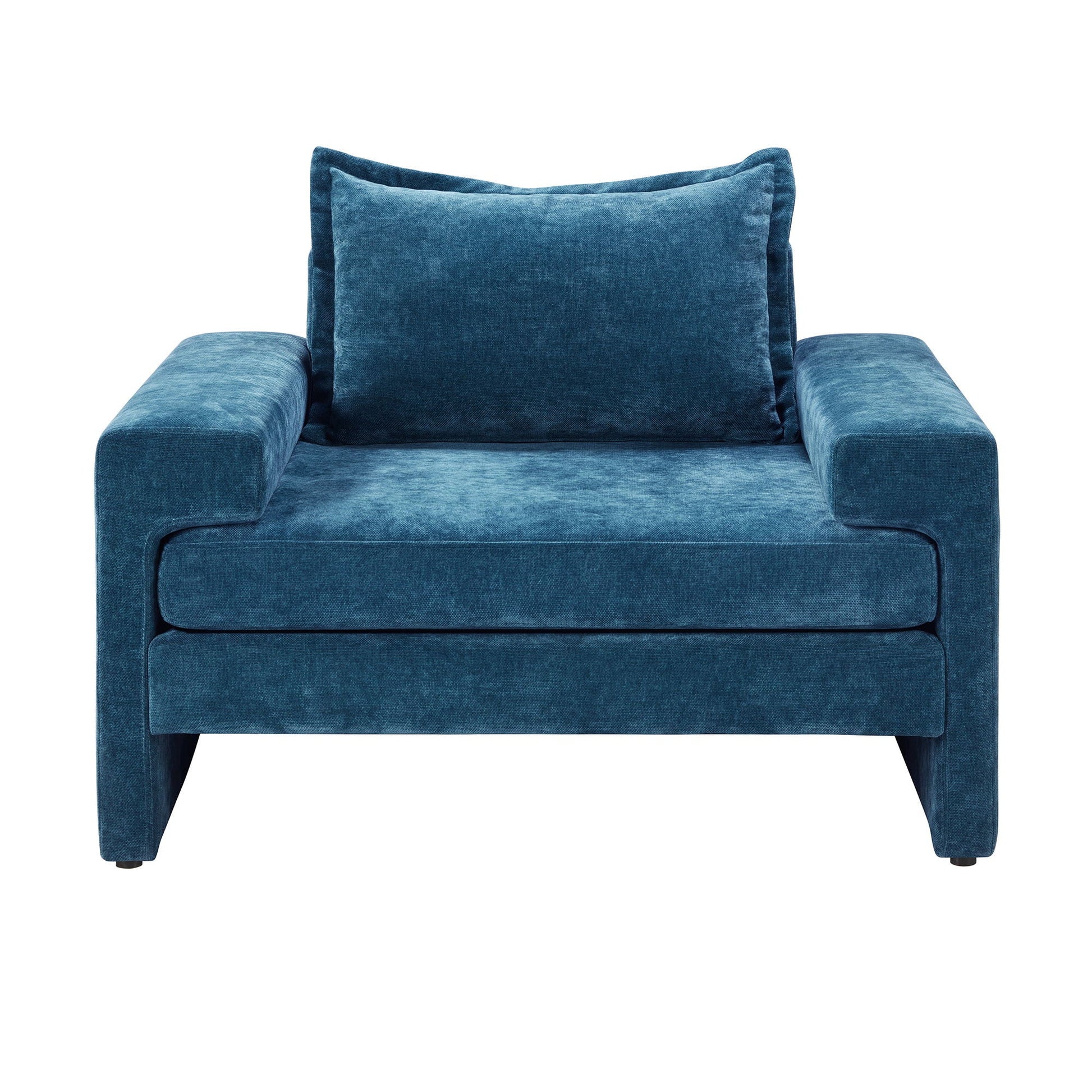 Accent chair by HouseOfZazla in blue velvet with wide arms on Tampa Home & Garden Store