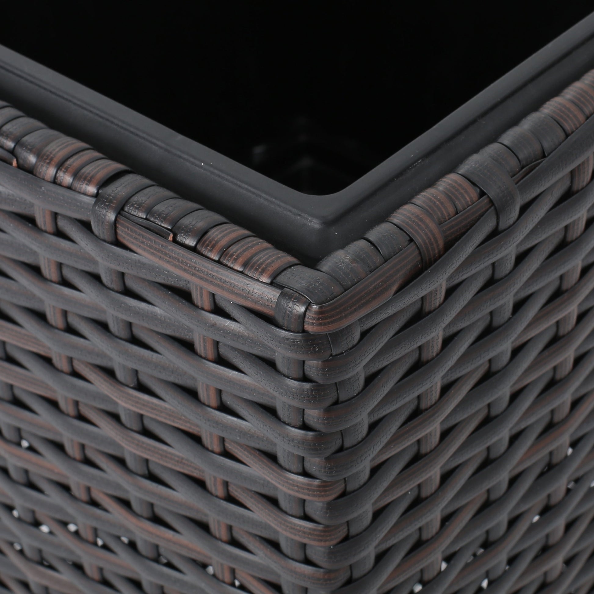 Rattan Flower Pot brown with woven wicker strands and layered edge detailing on Tampa Home & Garden Store