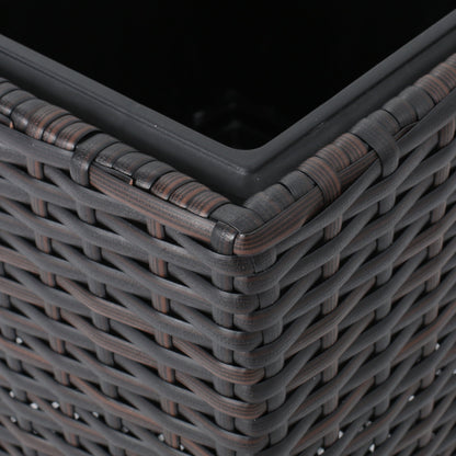 Rattan Flower Pot brown with woven wicker strands and layered edge detailing on Tampa Home & Garden Store
