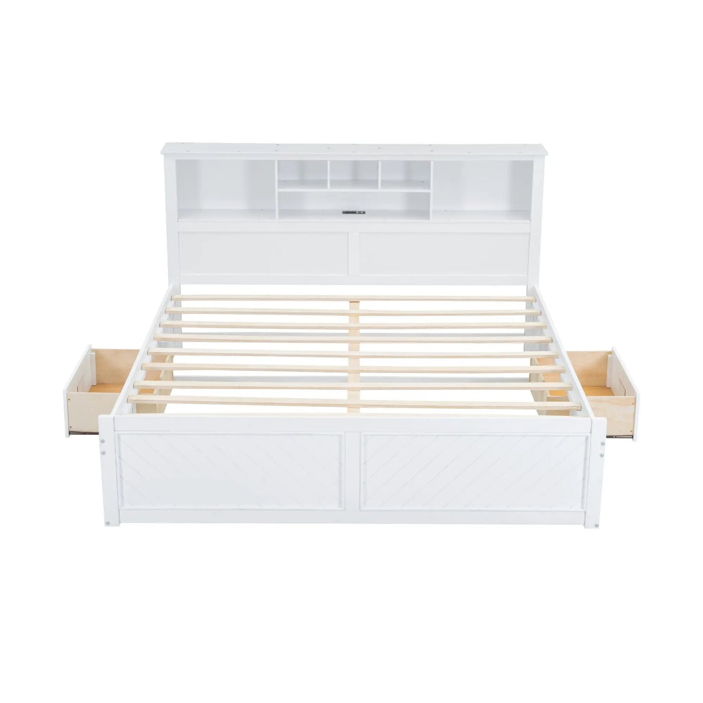 Platform Bed With Storage Headboard USB Drawers