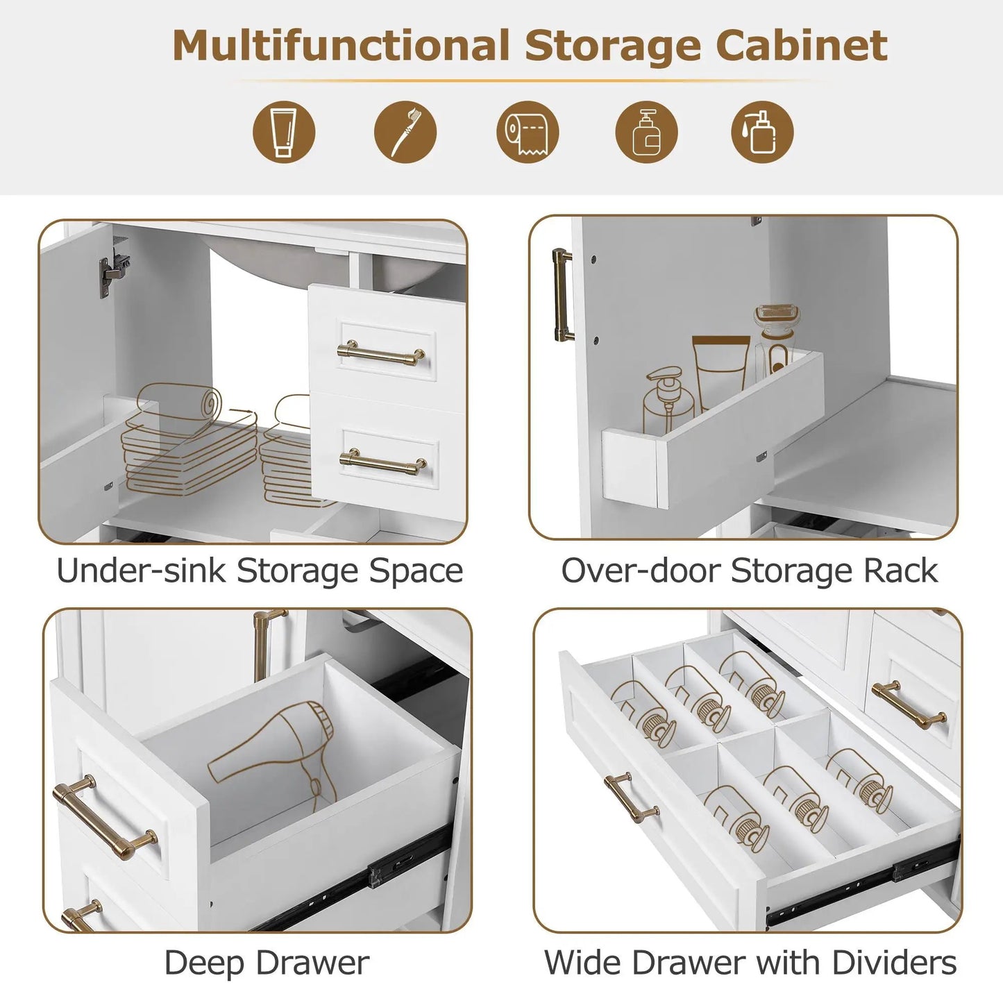 Traditional Bathroom Vanity With Soft Close Doors