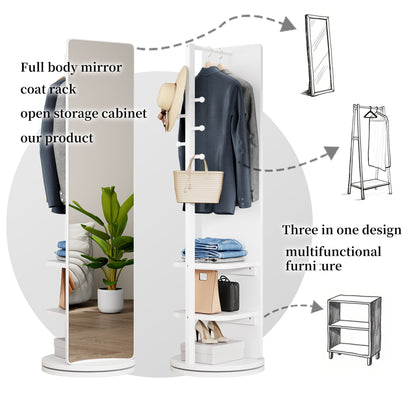 Full-length clothing mirror with rotating coat rack and open storage cabinet by HouseOfZazla on Tampa Home & Garden Store