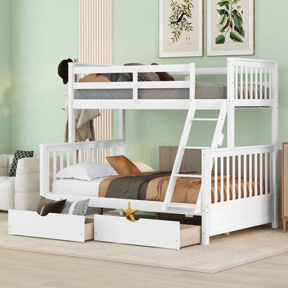 Bunk bed with ladders and 2 storage drawers in white finish by Unique Piece Furniture on Tampa Home & Garden Store