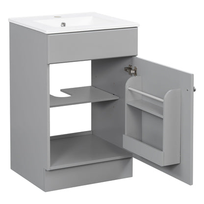 Bathroom vanity with sink, gray cabinet and adjustable shelf by HouseOfZazla on Tampa Home & Garden Store