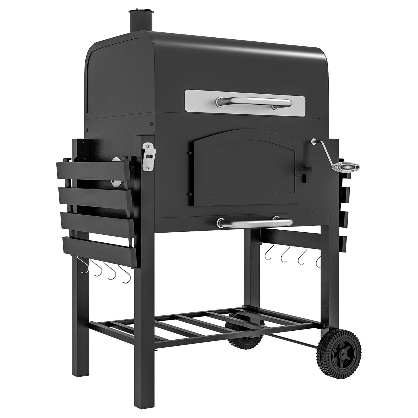 Outsunny charcoal grill with adjustable height and folding shelves in black on Tampa Home & Garden Store