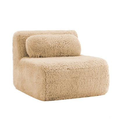 Aviana armless sofa with pillow in plush light khaki fabric by HouseOfZazla on Tampa Home & Garden Store