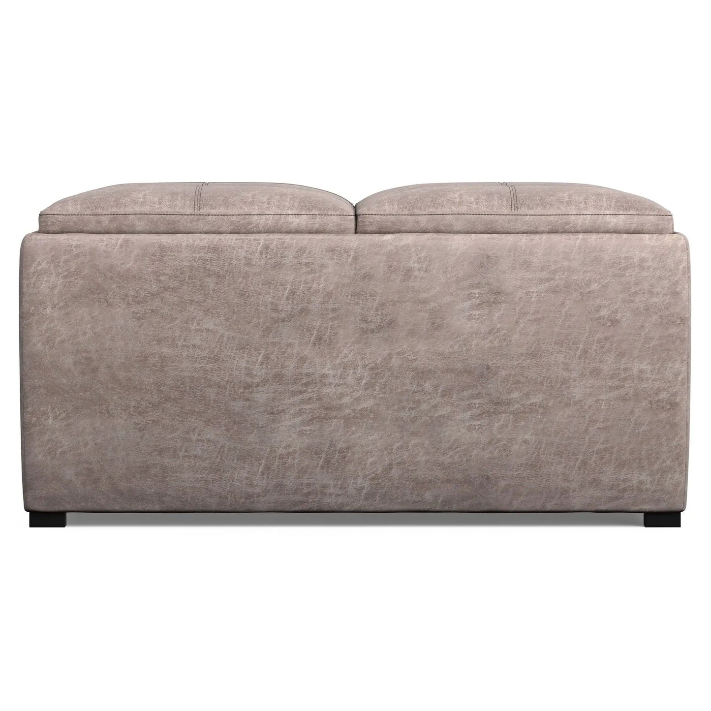 Avalon square storage ottoman in taupe faux leather with stitched top and low feet on Tampa Home & Garden Store