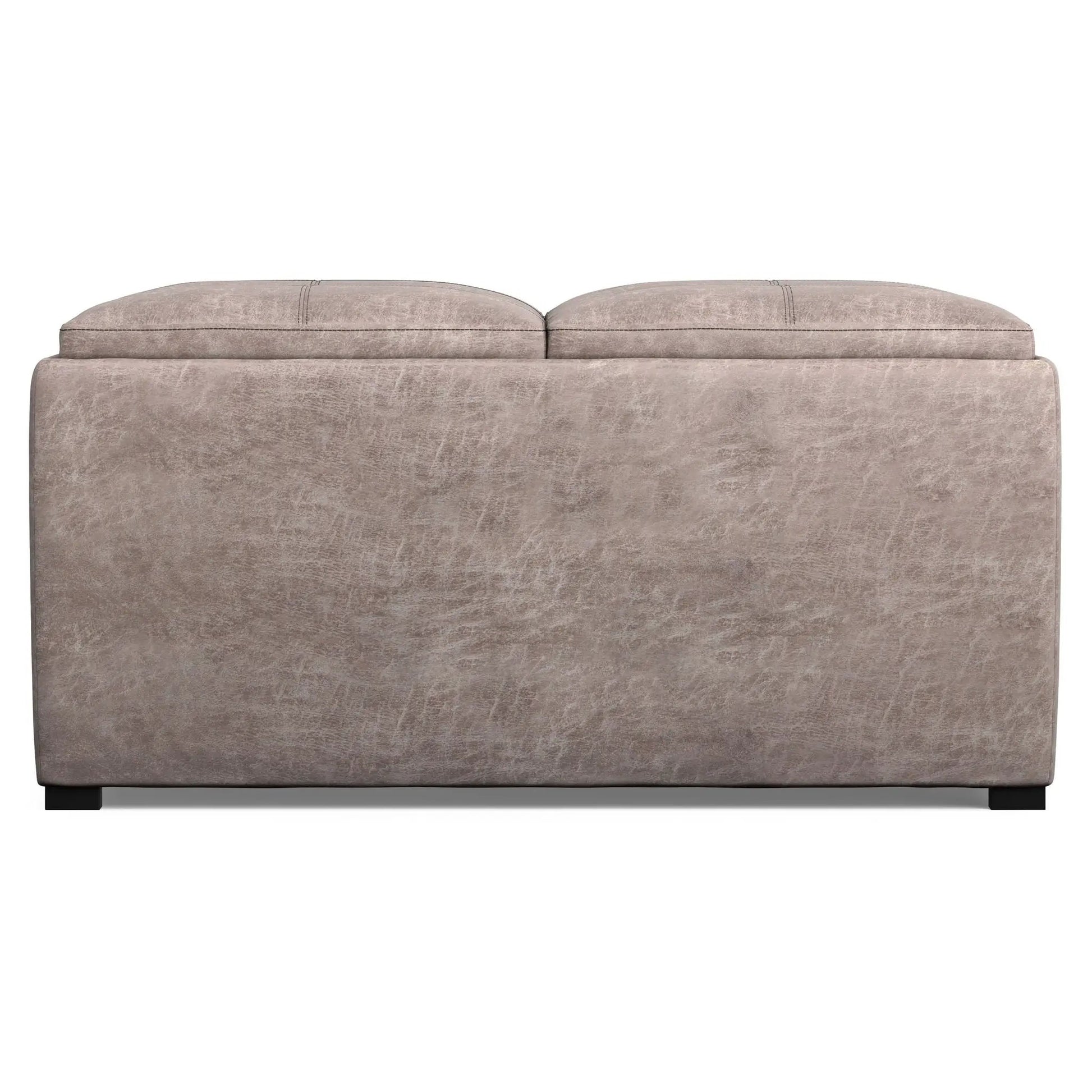 Avalon square storage ottoman in taupe faux leather with stitched top and low feet on Tampa Home & Garden Store