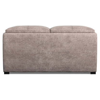Avalon square storage ottoman in taupe faux leather with stitched top and low feet on Tampa Home & Garden Store