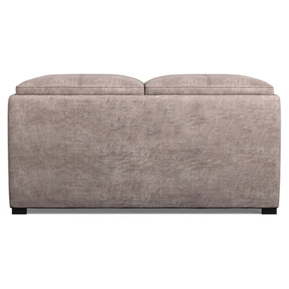 Avalon square ottoman coffee table with trays, beige faux leather storage ottoman on Tampa Home & Garden Store