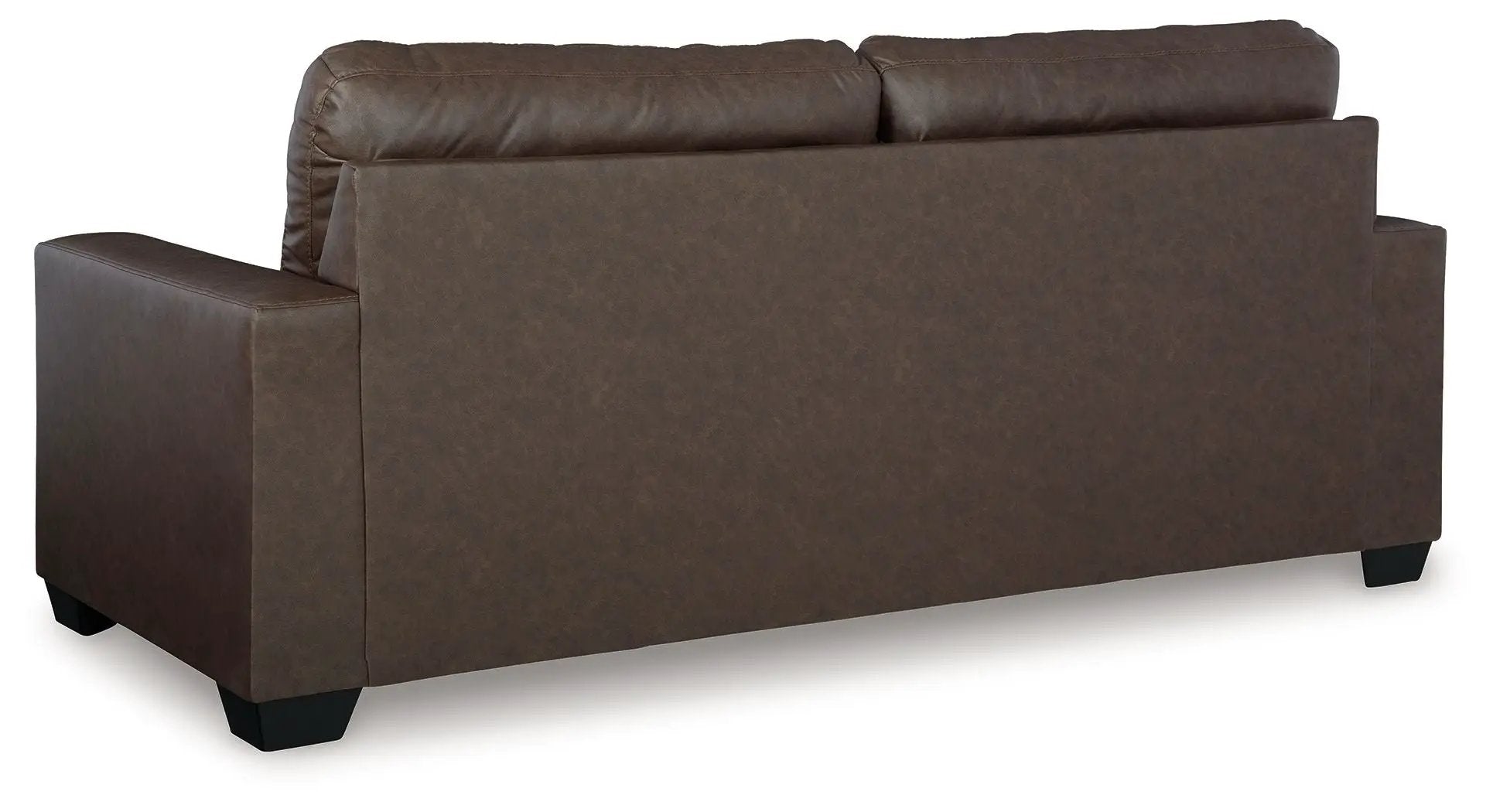 Barlin Mills Sofa Sleeper brown leather-look upholstery with black block legs on Tampa Home & Garden Store