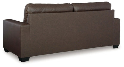 Barlin Mills Sofa Sleeper brown leather-look upholstery with black block legs on Tampa Home & Garden Store