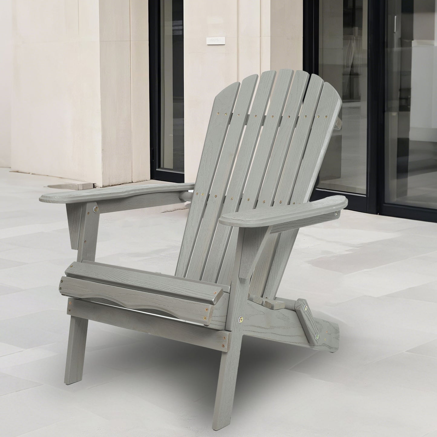 Set of Two Wooden Folding Adirondack Chairs