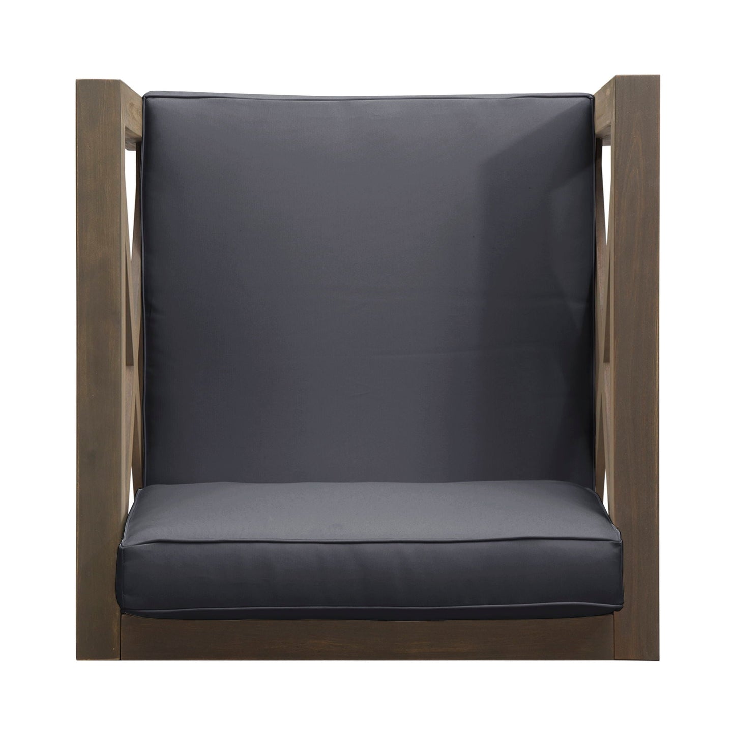 Brava Mid-Century Modern Club Chair with water resistant cushions, dark gray upholstery on Tampa Home & Garden Store