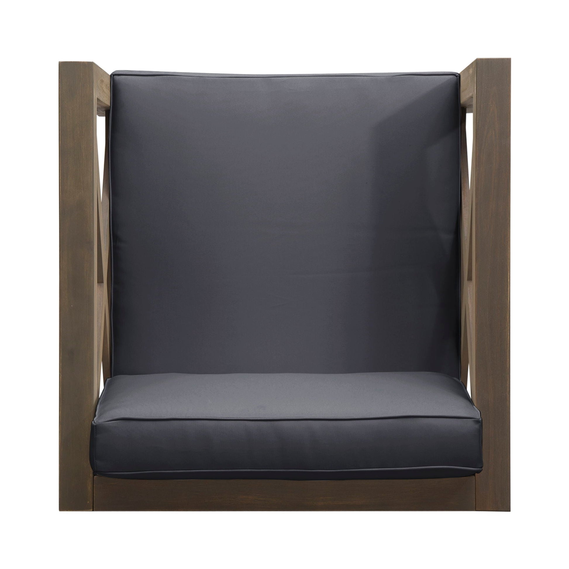 Brava Mid-Century Modern Club Chair with water resistant cushions, dark gray upholstery on Tampa Home & Garden Store