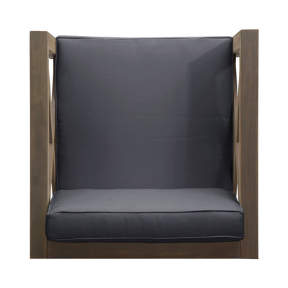 Brava Mid-Century Modern Club Chair with water resistant cushions, dark gray upholstery on Tampa Home & Garden Store