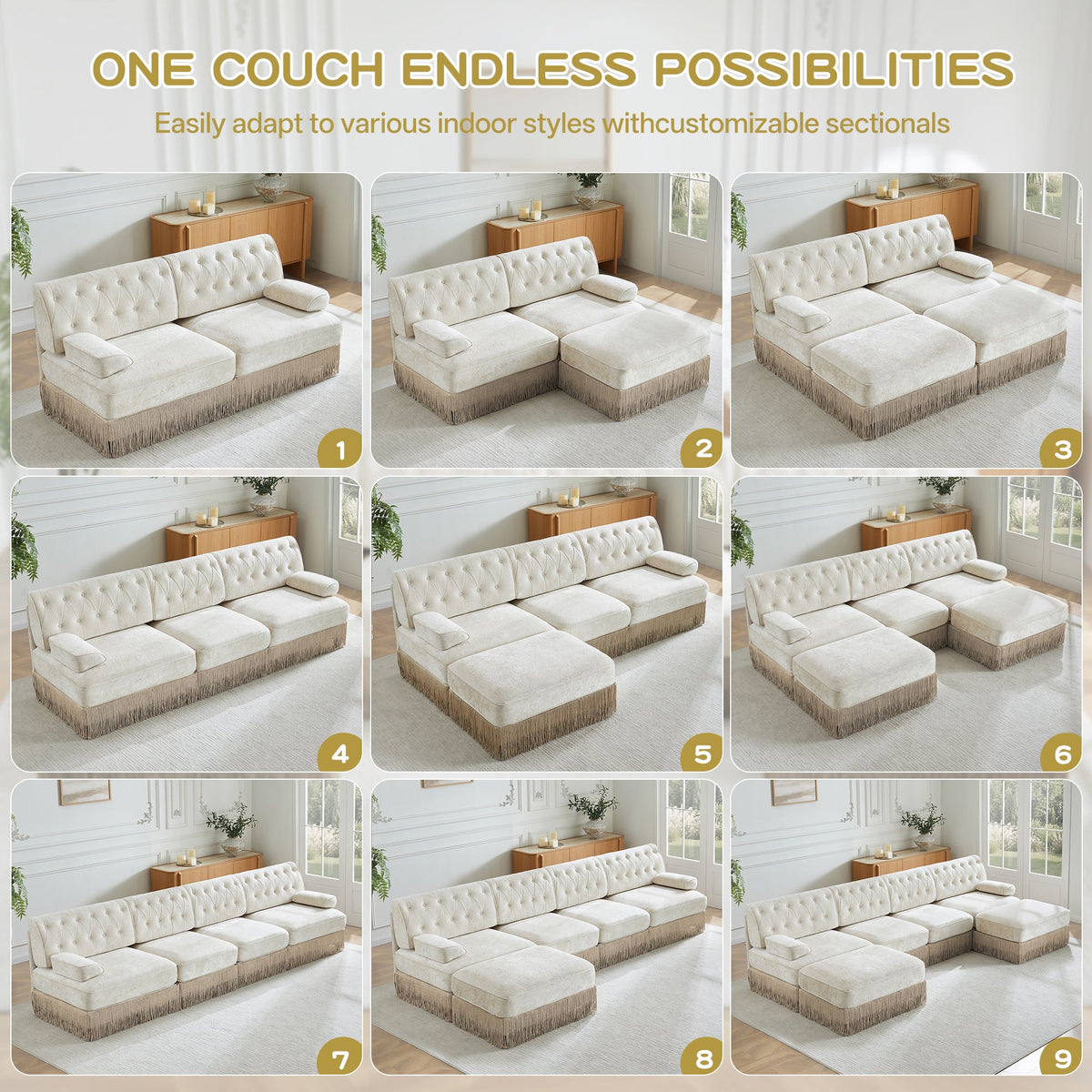 Soft And Plush Velvet Chesterfield Style Sofa