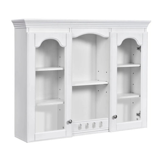 Wall-Mounted medicine cabinet with 2 glass doors, white finish, adjustable shelves Unique Piece on Tampa Home & Garden Store
