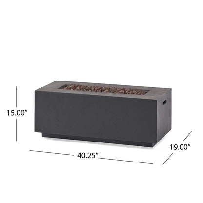 Contemporary 40k Btu propane fire pit by HouseOfZazla, dark rectangular with lava rock on Tampa Home & Garden Store