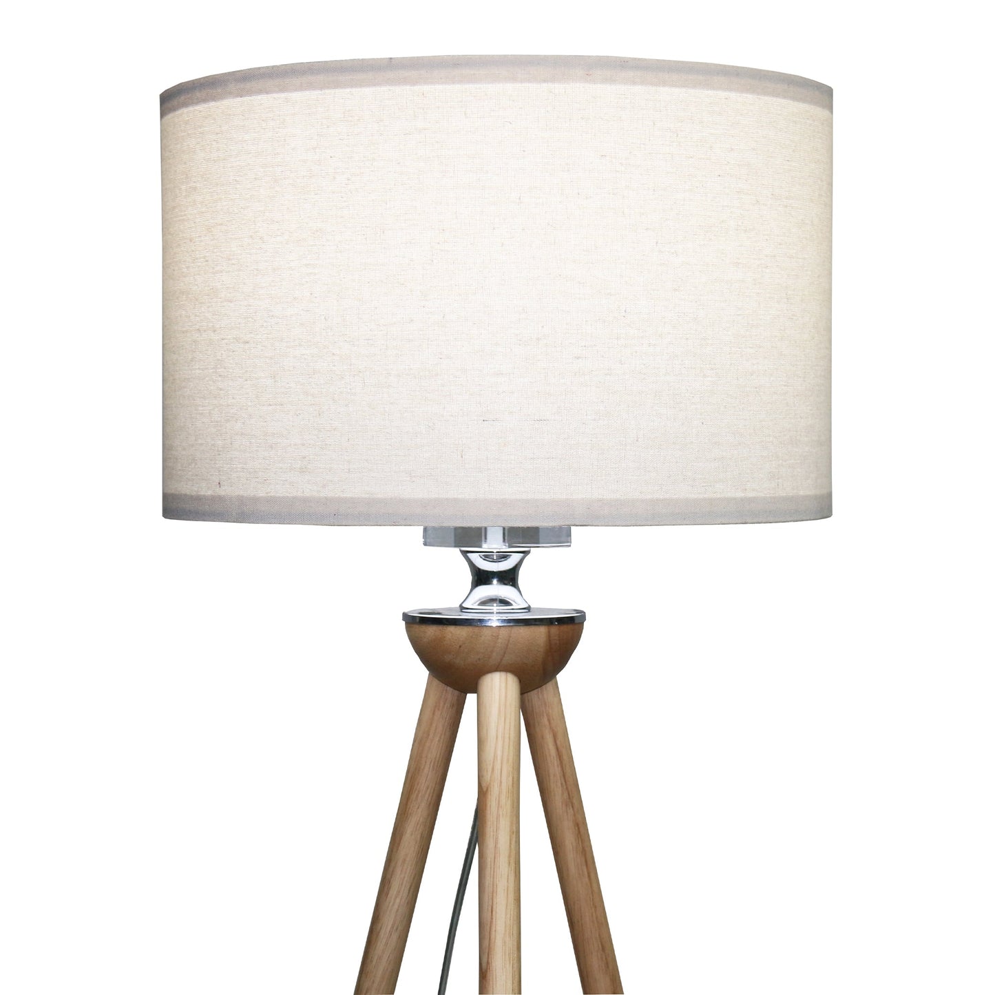 Tall Corner Floor Lamp, beige shade with wood tripod legs and chrome accents by HouseOfZazla on Tampa Home & Garden Store