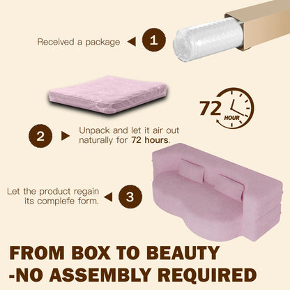 Modern Floor Sleeper Sofa Bed And Two Pillows