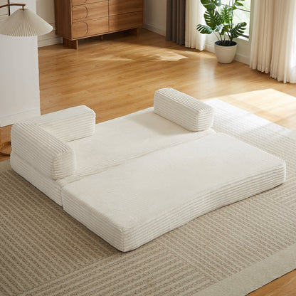 Loveseat sofa in white ribbed modular cloud boneless design for living room on Tampa Home & Garden Store