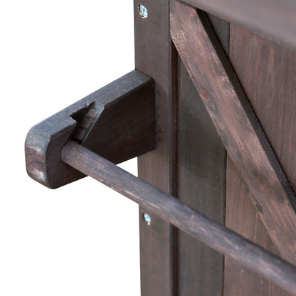 K&K Outdoor Kitchen Island roll cart dark stained wood with slats on Tampa Home & Garden Store