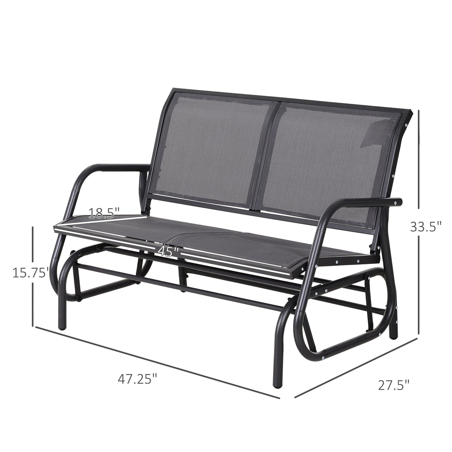 Outsunny 2-person outdoor glider bench with gray mesh seat and powder-coated steel frame on Tampa Home & Garden Store