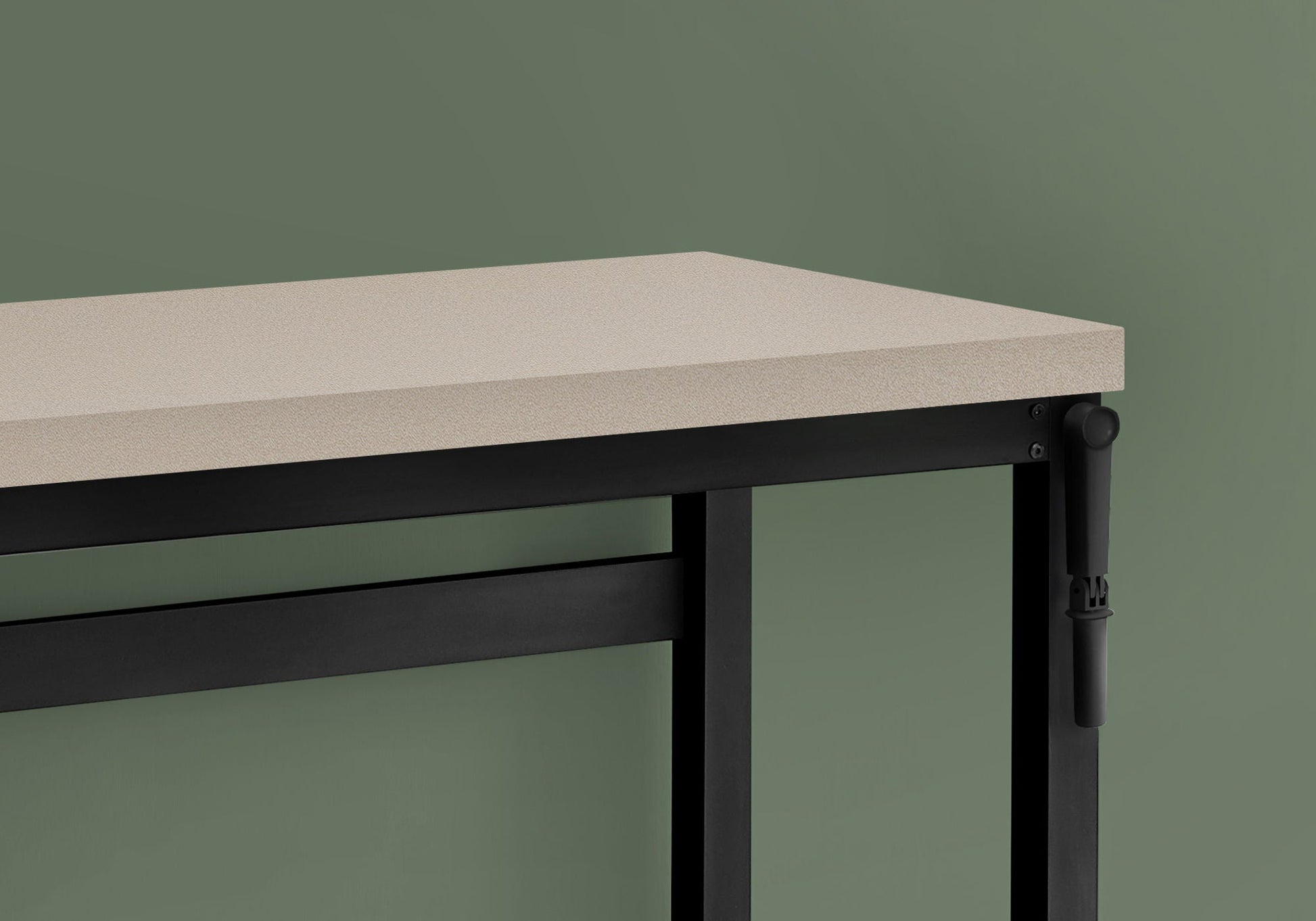 Adjustable Standing Computer Desk HouseOfZazla with beige top and black frame, crank adjuster on Tampa Home & Garden Store