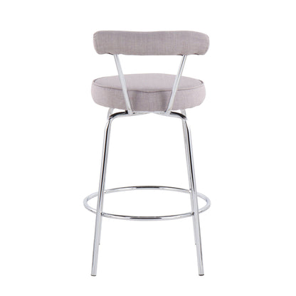 Contemporary counter stool set of 2 with beige-gray fabric and chrome legs by HouseOfZazla on Tampa Home & Garden Store