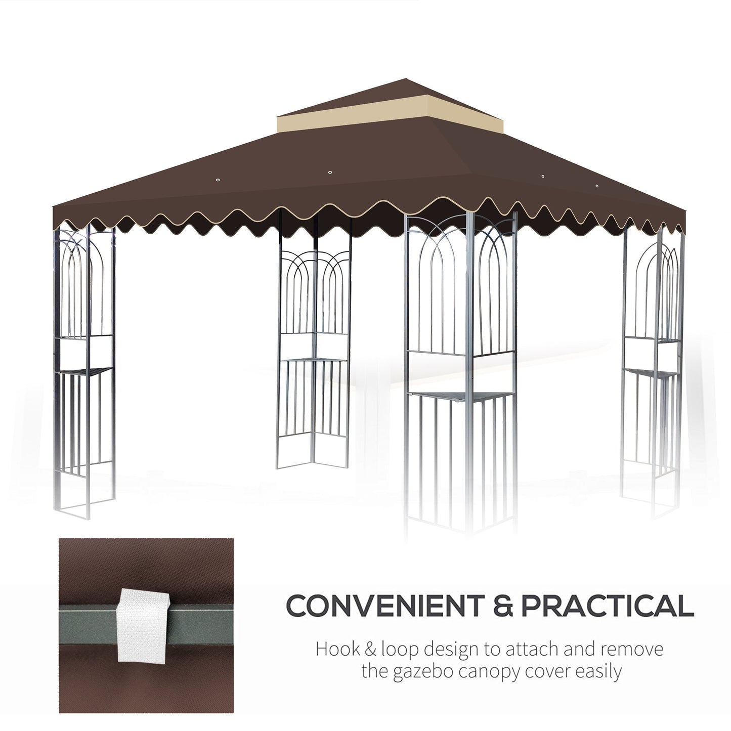 10x10 ft brown gazebo replacement canopy by HouseOfZazla for outdoor patio shade on metal frame on Tampa Home & Garden Store