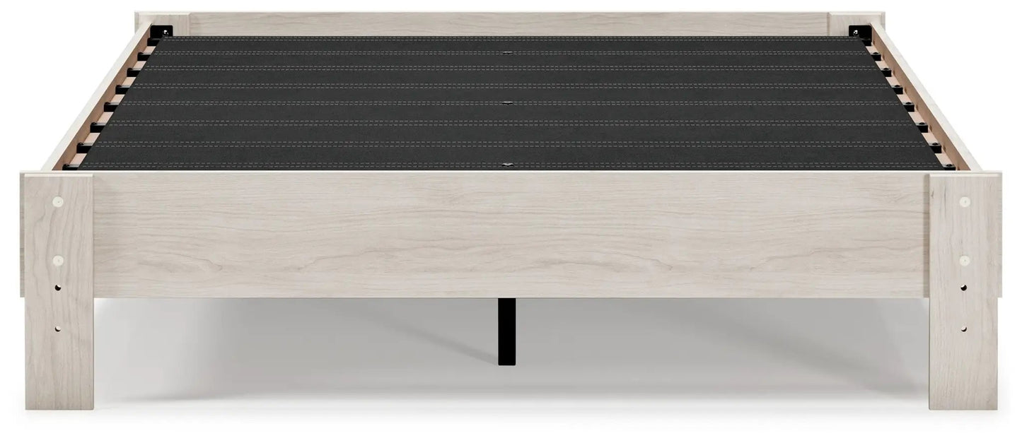 Socalle Platform Bed by Unique Piece Furniture in light wood frame with black platform base on Tampa Home & Garden Store