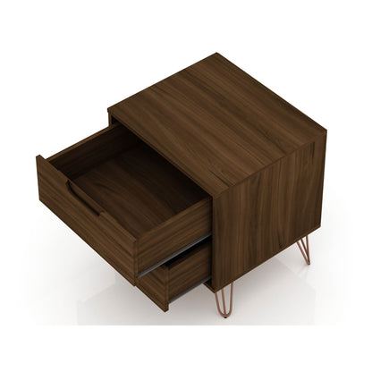 2 Drawer Nightstand walnut wood veneer with rose-gold splayed legs HouseOfZazla on Tampa Home & Garden Store