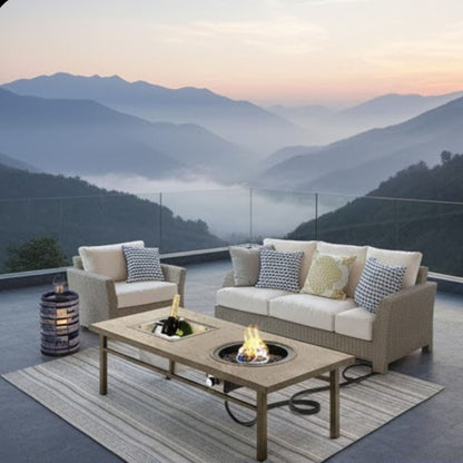 Outdoor Propane Fire Pit and Ice Bucket Table