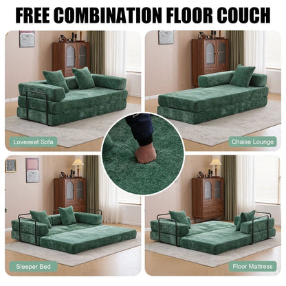 Convertible Floor Sofa Bed with Armrest