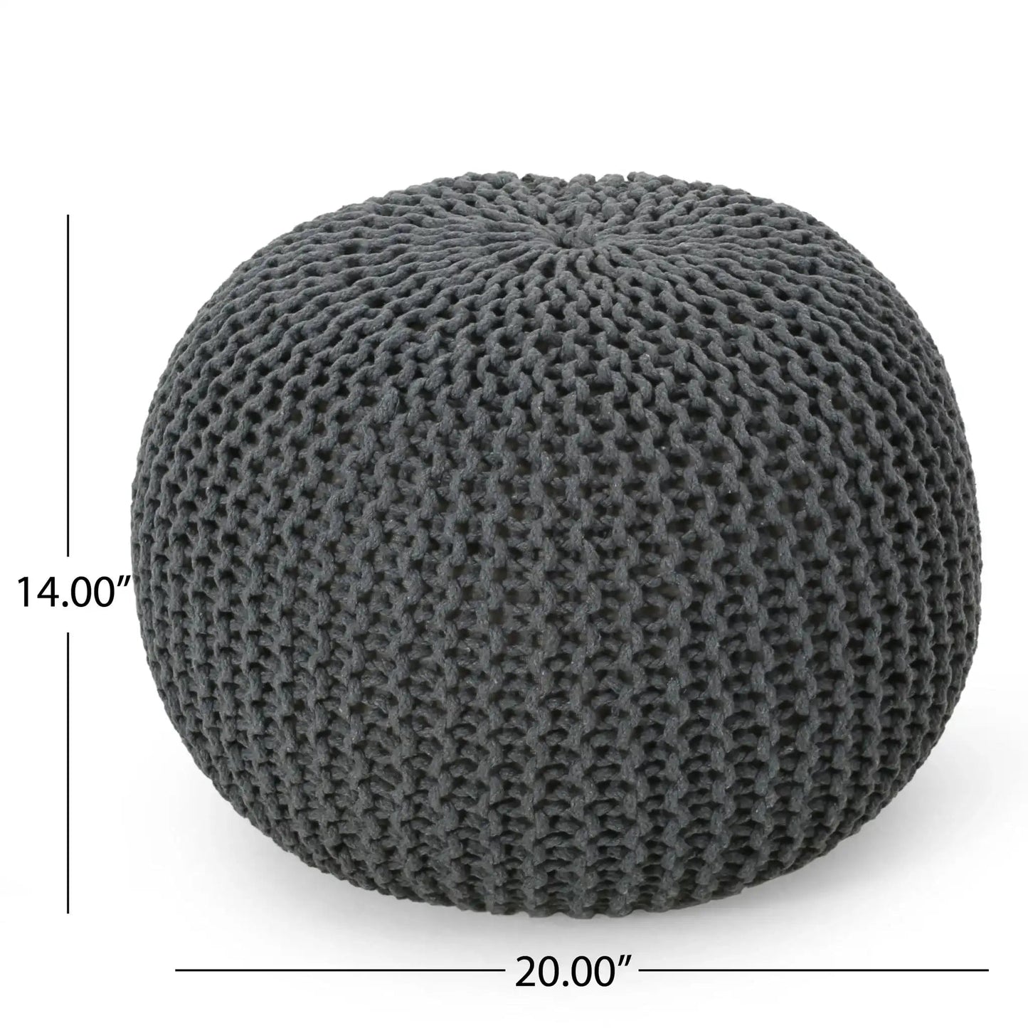 Bordeaux knitted cotton round pouf dark gray ottoman floor cushion HouseOfZazla 20in on Tampa Home & Garden Store