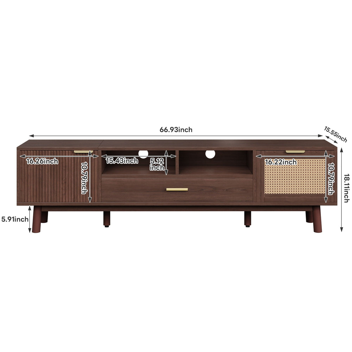 TV Stand for 75in TVs with Soft-Closing Doors dark brown wood by HouseOfZazla on Tampa Home & Garden Store
