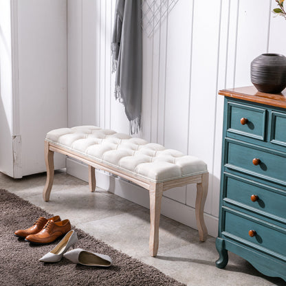 Bedroom bench French vintage tufted entryway bench with cream upholstery HouseOfZazla on Tampa Home & Garden Store