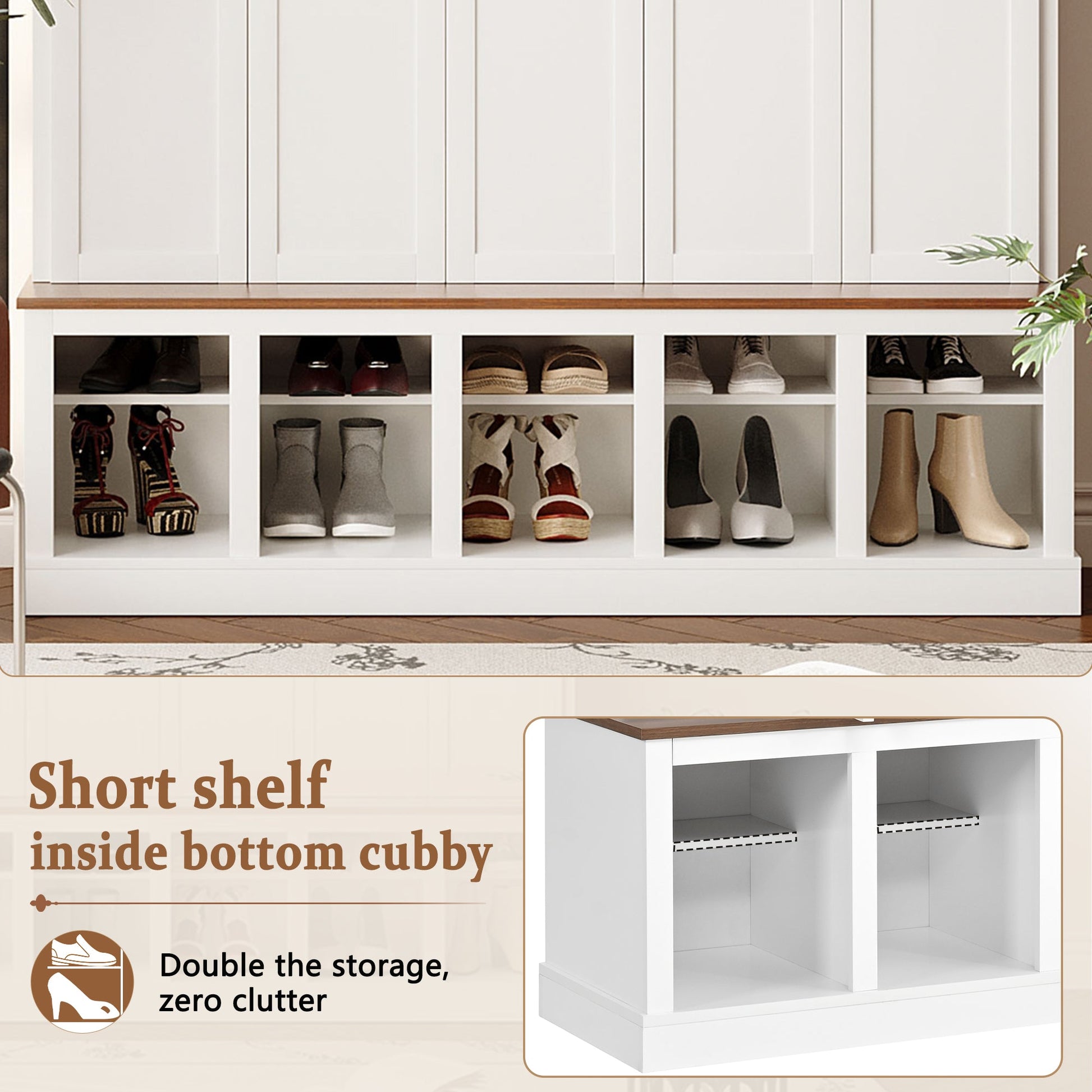 Entryway storage cabinet by HouseOfZazla, white farmhouse coat rack with shoe cubbies on Tampa Home & Garden Store