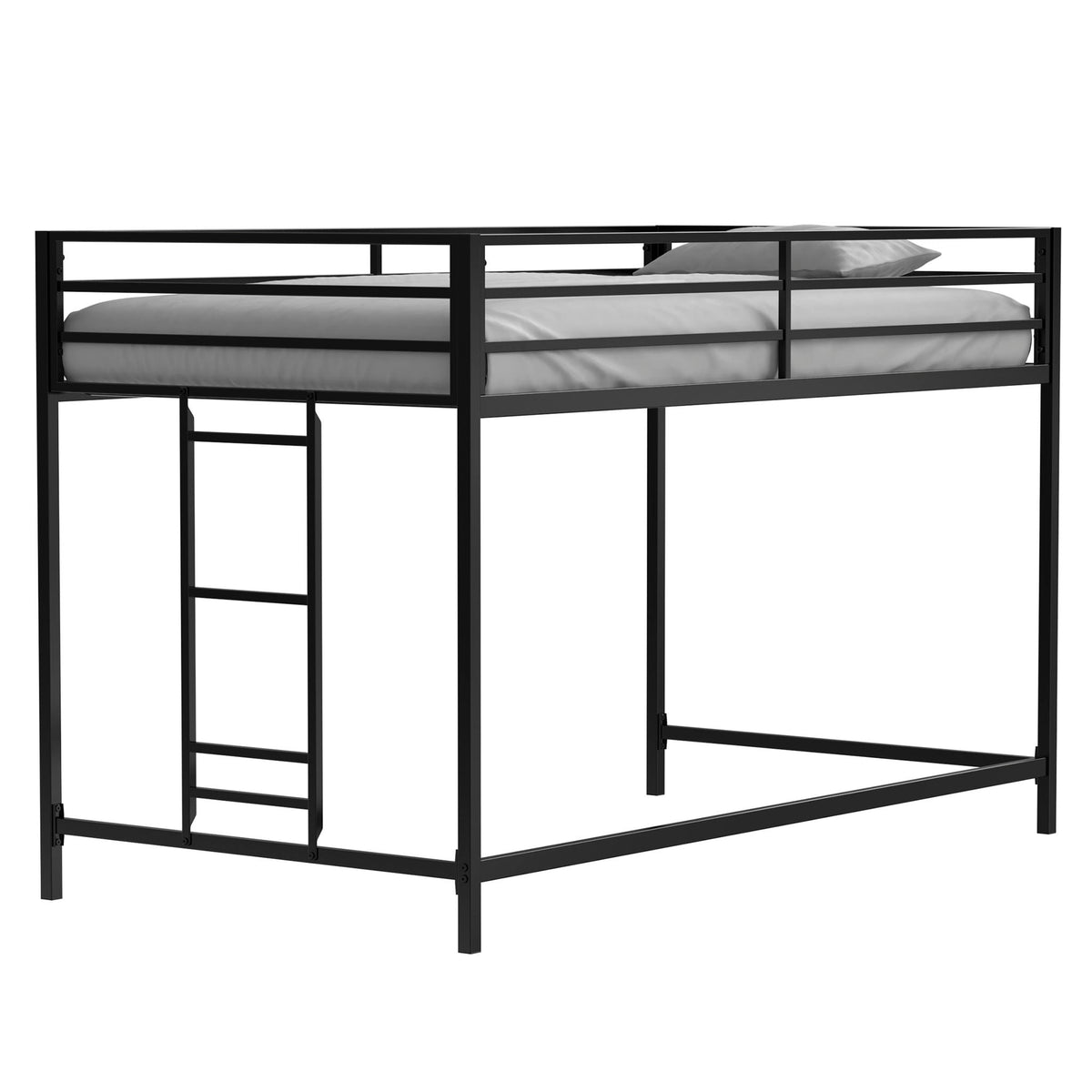 Black metal twin loft bed with guardrails and reversible ladder HouseOfZazla on Tampa Home & Garden Store